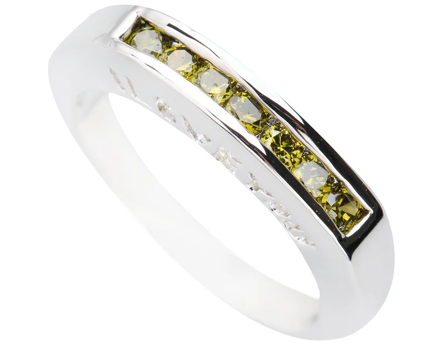 

I Love You Olivine Peridot 3*3mm Semi-precious Stone Silver Cool For Women Ring Q1308