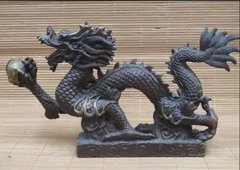 

Chinese Myth FengShui Bronze Twelve Zodiac Flying Dragon Auspicious Statue