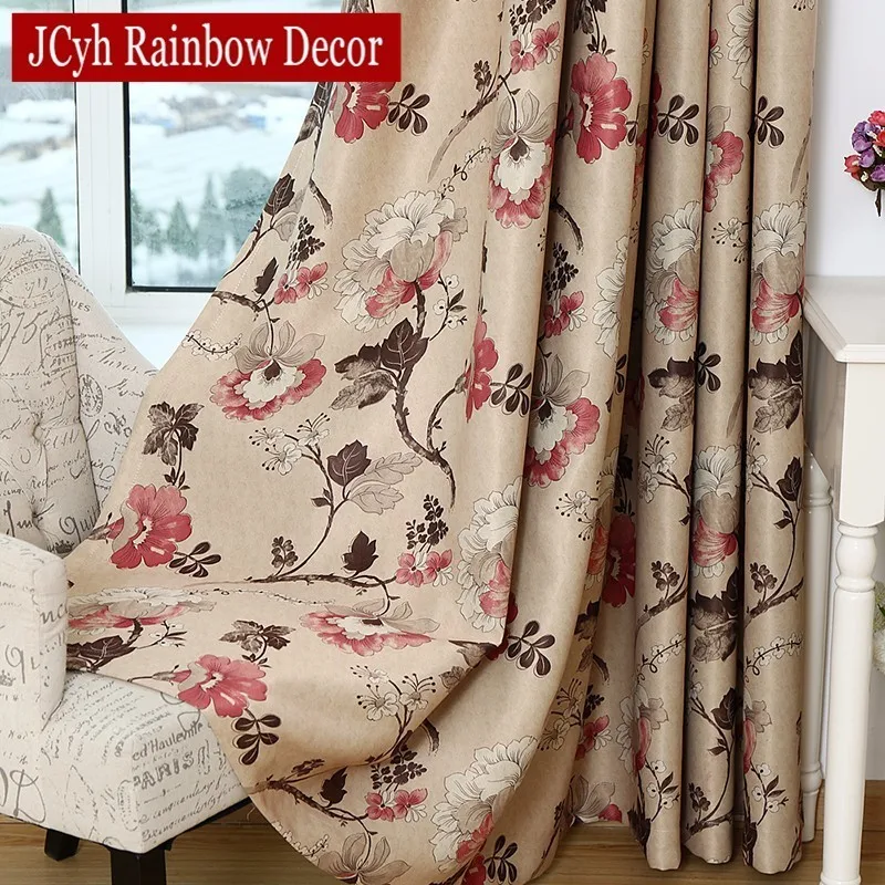 

JCyh Luxury Floral Blackout Curtains For Living Room Bedroom Curtains For Kitchen Window Blind Cortinas Treatments Shading Panel
