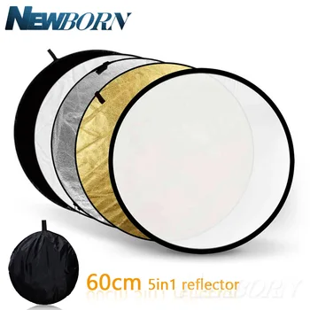 

60cm 24" Round Photography Reflector 5 in 1 Photography Collapsible Multi-Disc Light Reflector with Zipped Round Carrying Bag