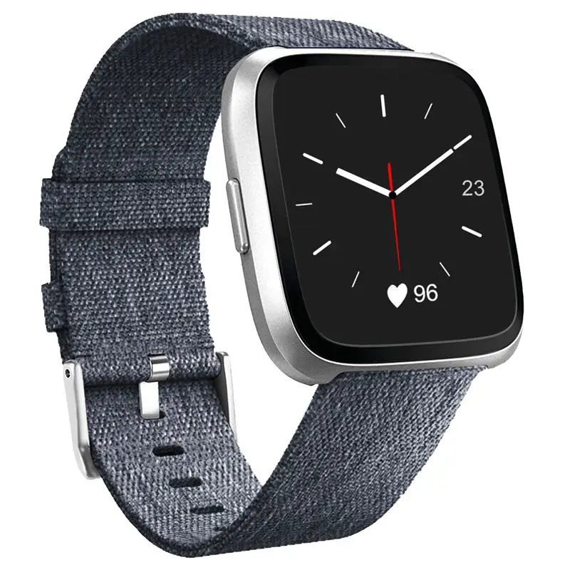 Тканый нейлоновый сменный браслет на запястье ремешок для часов Аксессуары Для Fitbit Versa/fitbi Versa lite Sport Smartband - Цвет: Синий