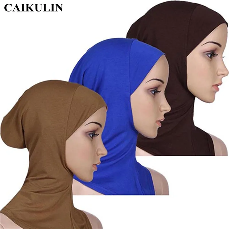 

2019 Wholesale Inner Women hijab scarf Soft Breathable muslim headscarf Neck Head Bonnet Hat instant hijab