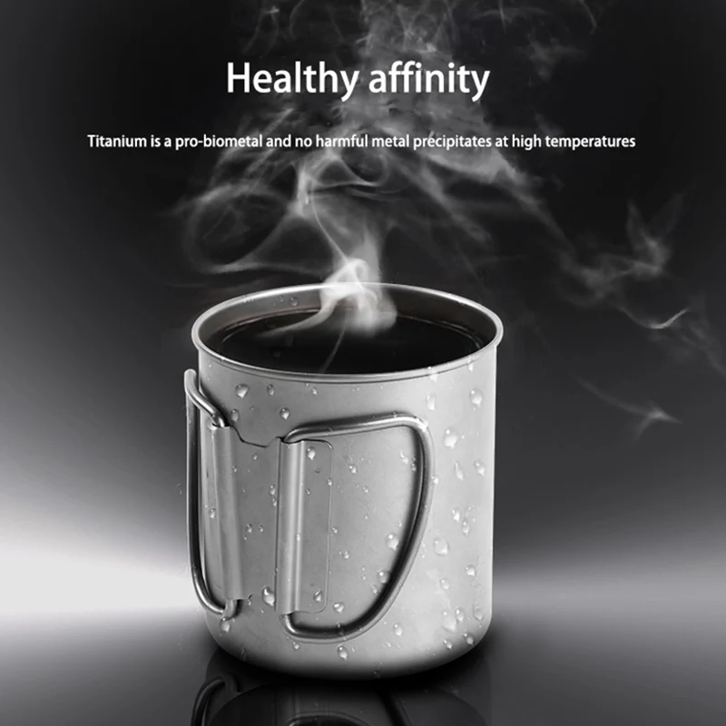 

420ml Water Cup Efficient Heating Collapsible Handles Lightweight Sports Bottles Outdoor Camping Portable Travel Titanium Cups