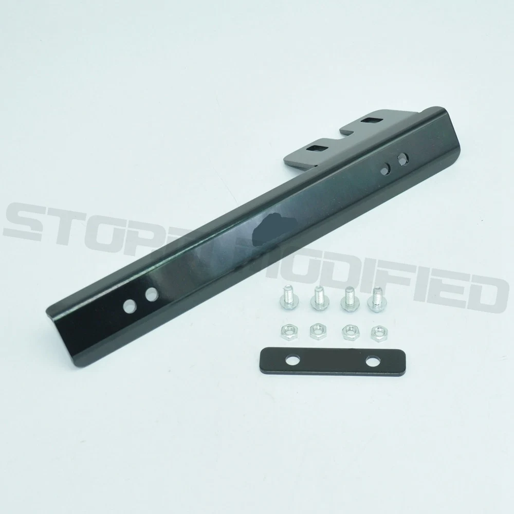 JDM Black Universal Front Bumper License Plate Relocator Bracket Holder Bar Kit