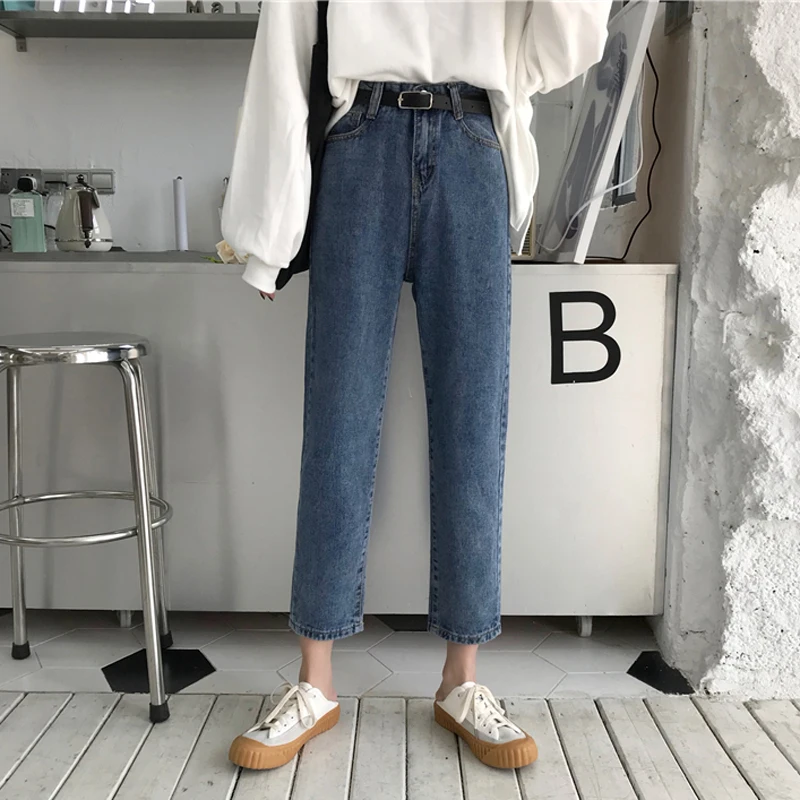 

2 Color Mihoshop Ulzzang Korea Korean Women Fashion Clothing High Wasit Denim Cowboy Straight Jeans Pants