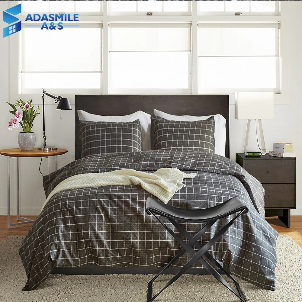 

Nordic US King Queen Soft Comfortable Duvet Cover Set Guest Room Gray Lattice Pattern 3Pcs Bed Linens Bedding Set Pillowcases