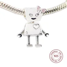 Подходит Pandora Браслеты стерлингового серебра 925 пробы Розовая эмаль Bella Bot Подвески бусины для изготовления ювелирных изделий kralen perles pour