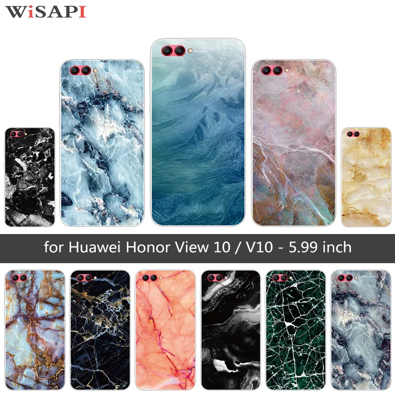 Clear TPU for Huawei Honor V10 Marb Phone Case View 10 Soft Silicone Matte Cover 5.99 inch Capa |