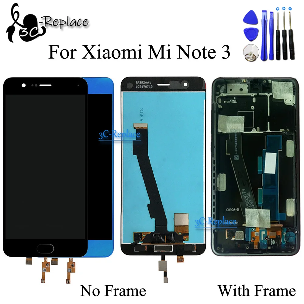ЖК-дисплей + сенсорный экран рамка со сканером отпечатков пальцев для Xiaomi Mi Note 3 |