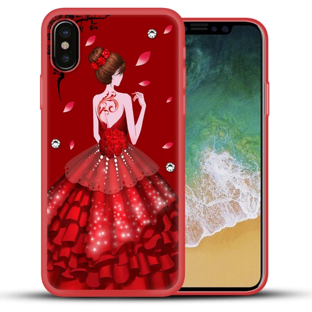 New arrival soft TPU red case cover for iphone 7 8 6S 8 plus 5S 5 SE Fashion girl parent