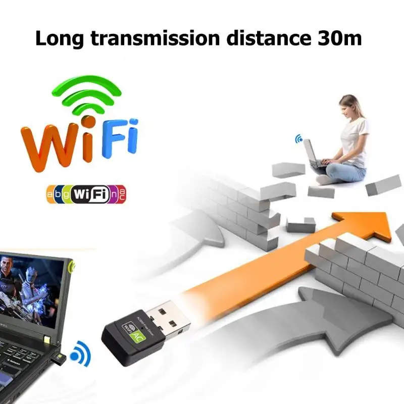 Двухдиапазонная 600 Мбит/с 5G 2,4G USB Беспроводная антенна Wi-Fi ключ беспроводной адаптер Lan 802.11ac сетевая Lan Карта
