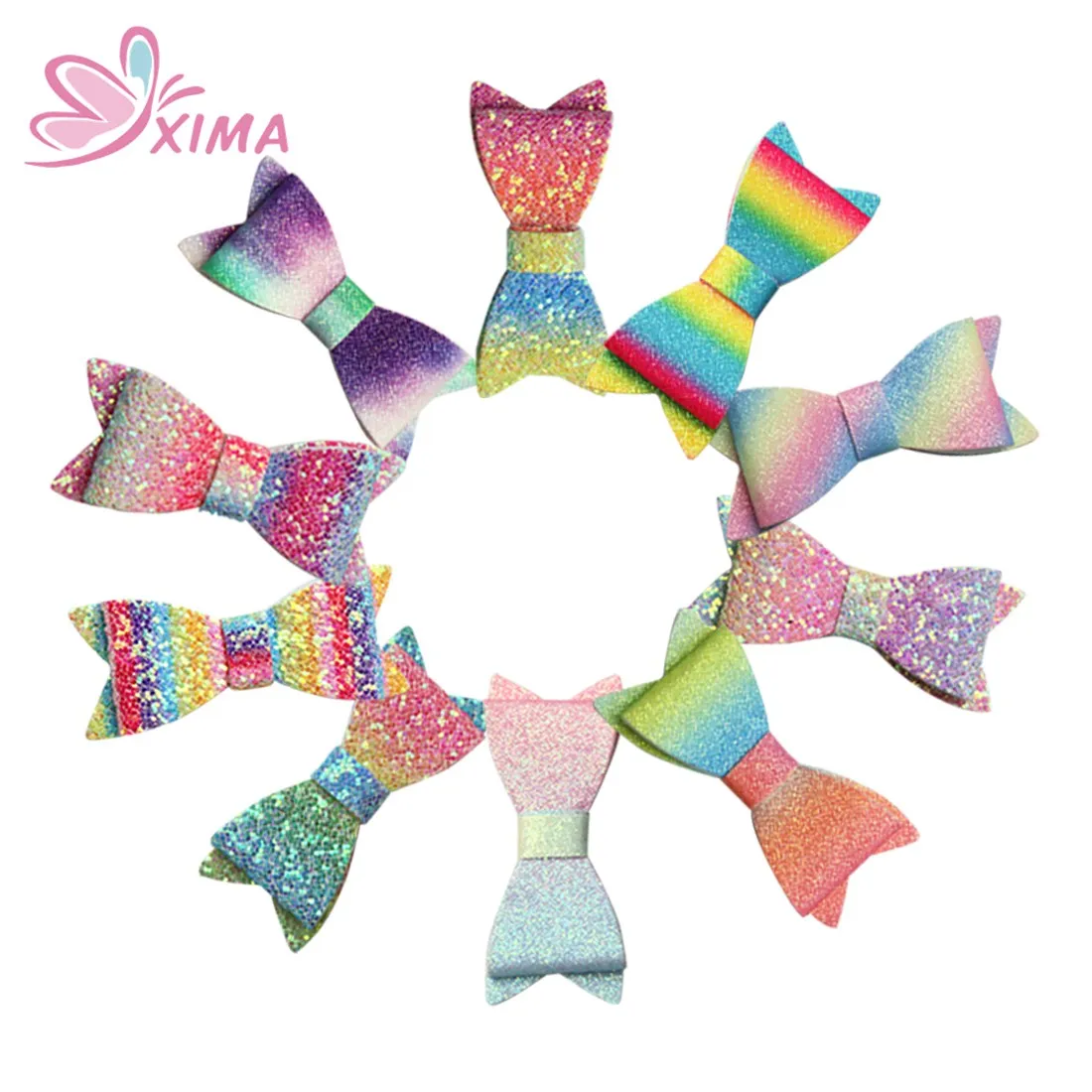 

XIMA 20pcs/lot 3inch Gradient Color Bow Bowknot Princess Hairgrips Hair Bows for Party Supplies Hair Clip Girls Hair Accessories