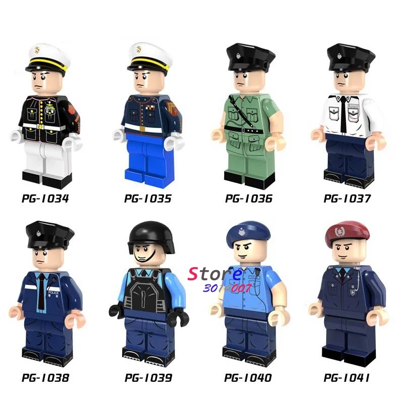 

Single star wars Marine Corps Policeman White Blue Coat Special Duties Unit building blocks models bricks toys for children kits