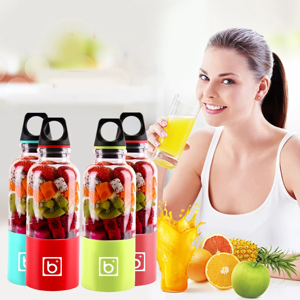 

500ml 4 Blade Portable USB Rechargeable Juice Cup Electric Automatic Juicer Blender Tazer Smoothie Machine Extractor Orange