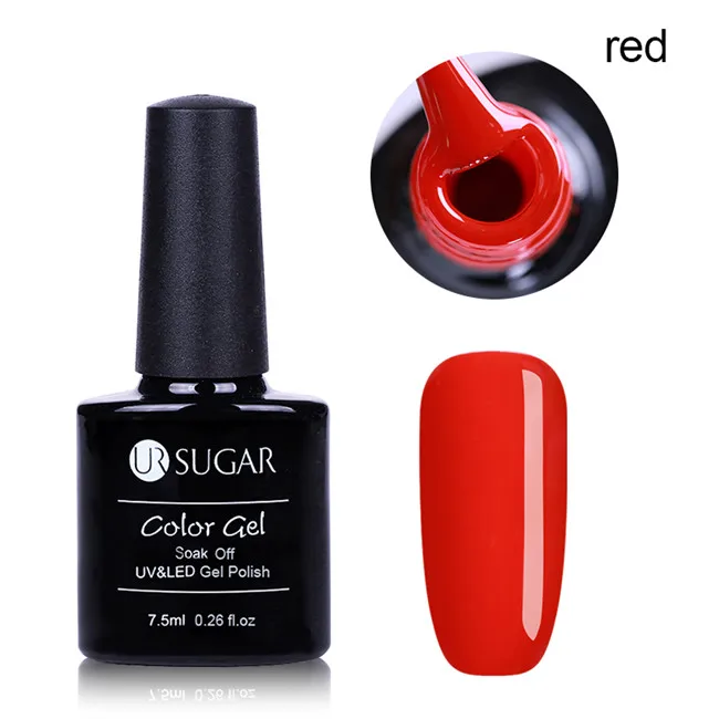 UR SUGAR 7,5 мл супер чистый классический цветной лак для ногтей черный белый красный серебристый золотой личная гигиена лак - Цвет: Red