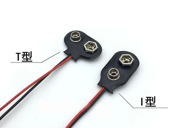 

10 pcs 9V 9 VOLT SNAP ON BATTERY CLIP CONNECTOR T Type I type 150mm Length