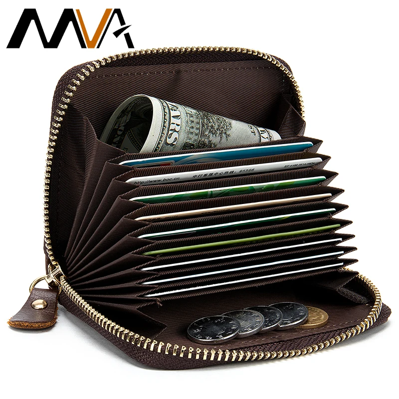 

MVA Men Wallets Genuine Leather Men's Wallet for Credit Card Holder with Zipper Male Clutch Small Wallet Coin Purse for Men 8117