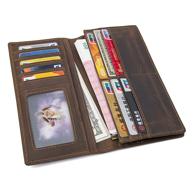 

Long Simple Purse Men Wallet Genuine Leather Solid Wallets