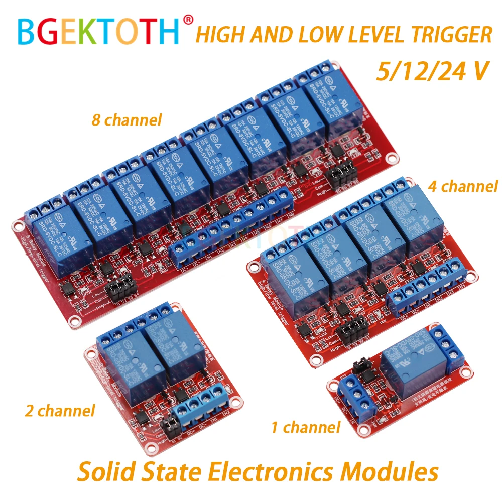 1 2 4 8 канальный 5 в 12 В 24 В релейный модуль щит с опора для оптопары высокий и низкий уровень триггера для Arduno