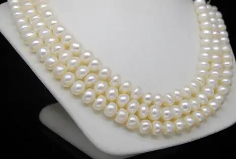Natural 6-11mm AAA+ white Abacus pearl necklaces 48&quotLong | Украшения и аксессуары