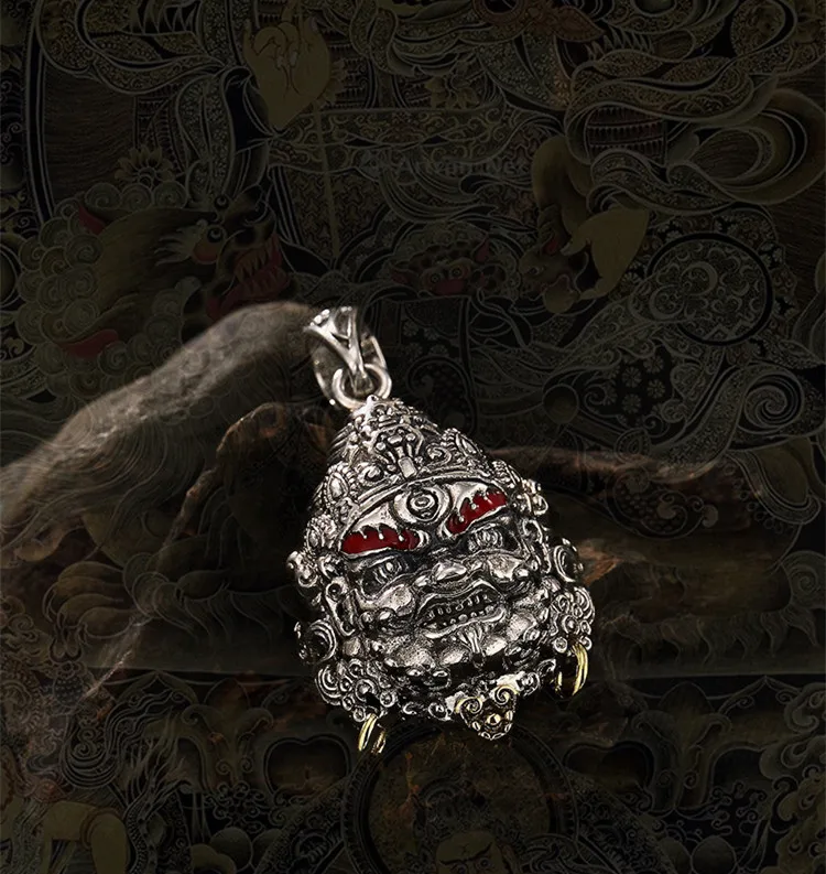 Uglyless Настоящее 925 пробы тайский серебряный для мужчин религиозные Dzambala кулон без цепи демон ювелирные изделия ужасный эмаль Bijoux Handmad