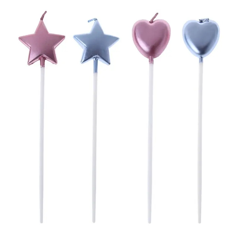

Happy Birthday Heart And Star Candles Cake Cute Candle Kids Party Decor