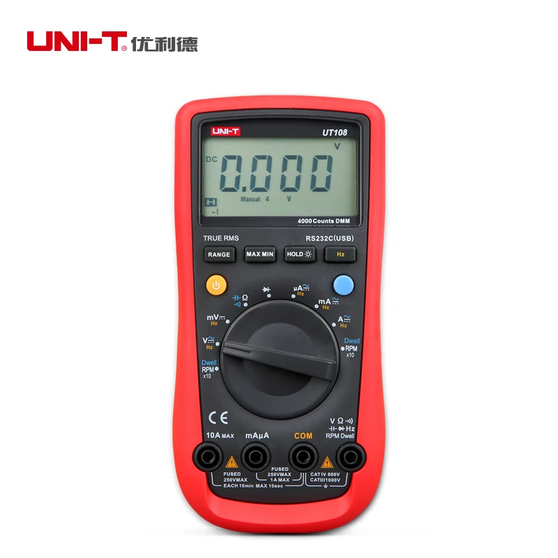 

Digital Multimeters UNI-T UT108 Handheld Automotive Multi-Purpose Meters AC DC Volt Amp Ohm Hz Temp Meters 2000 Counts