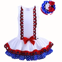 Pettigirl 2016 White Polka Dot Print Infant Girl Dress Hand Made Boutique Bownot Kid Clothes With