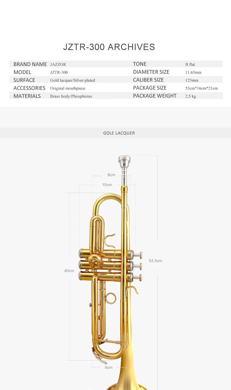 JAZZOR JZTR-300 Bb новичок Труба золото и серебро тромпита с профессиональной трубы мундштук и мягкий чехол