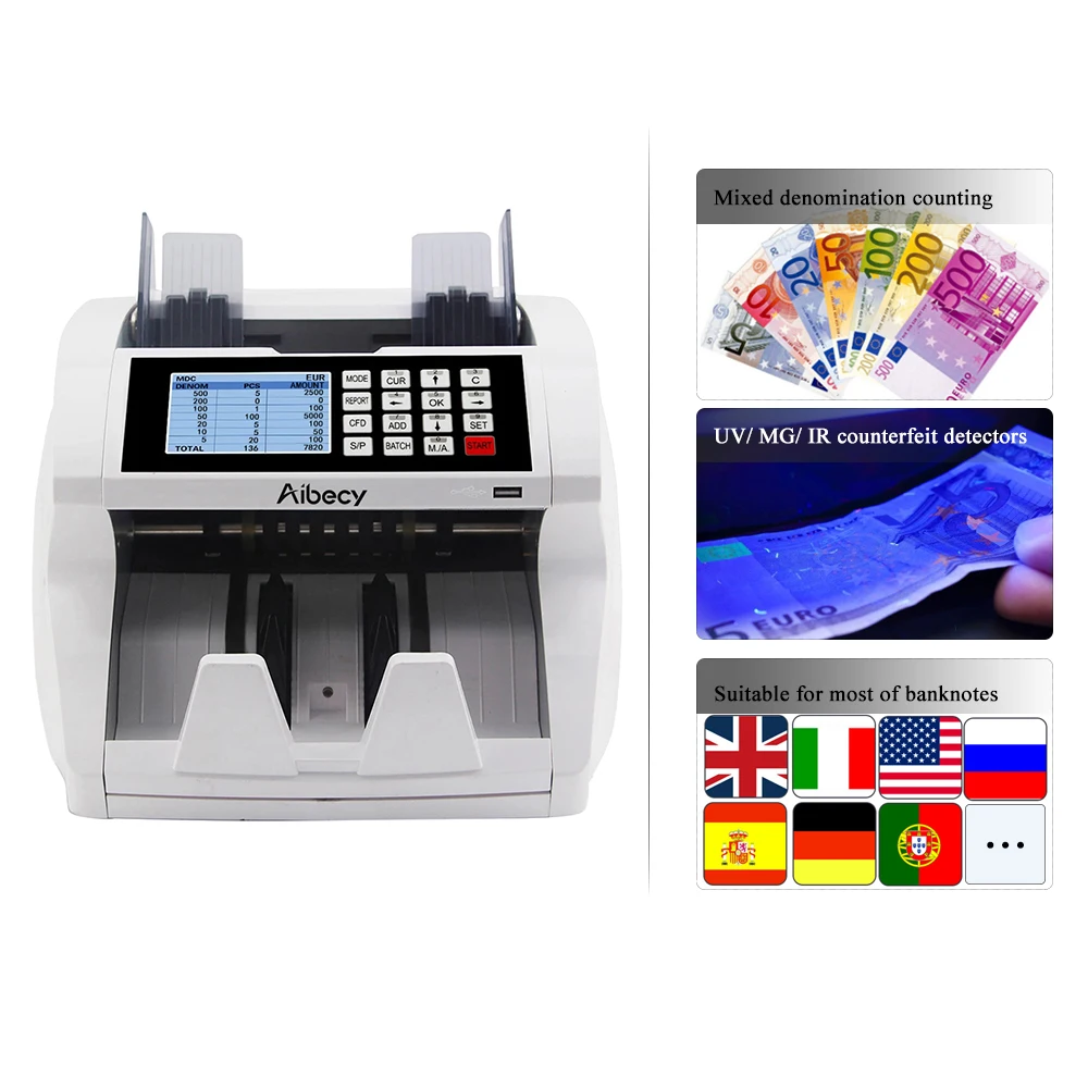 Aibecy Multifunction Currency Cash Bill Money Counter Counting Machine