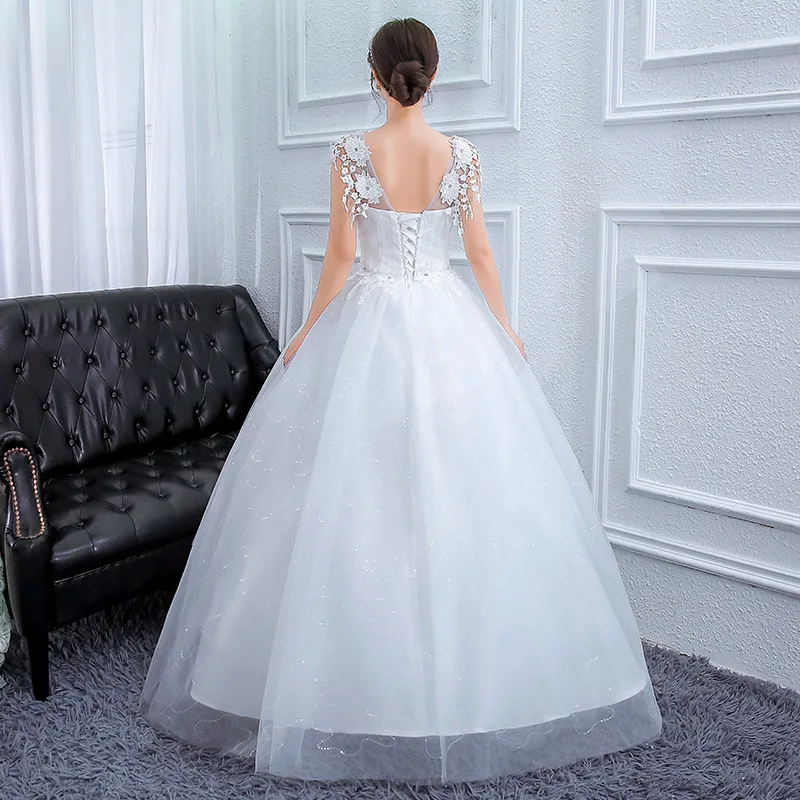 Gelinlik элегантные белые свадебные платья в стиле бохо бальное платье с v-образным вырезом и кристаллами аппликации на шнуровке вечерние свадебные платья Vestido De Noiva