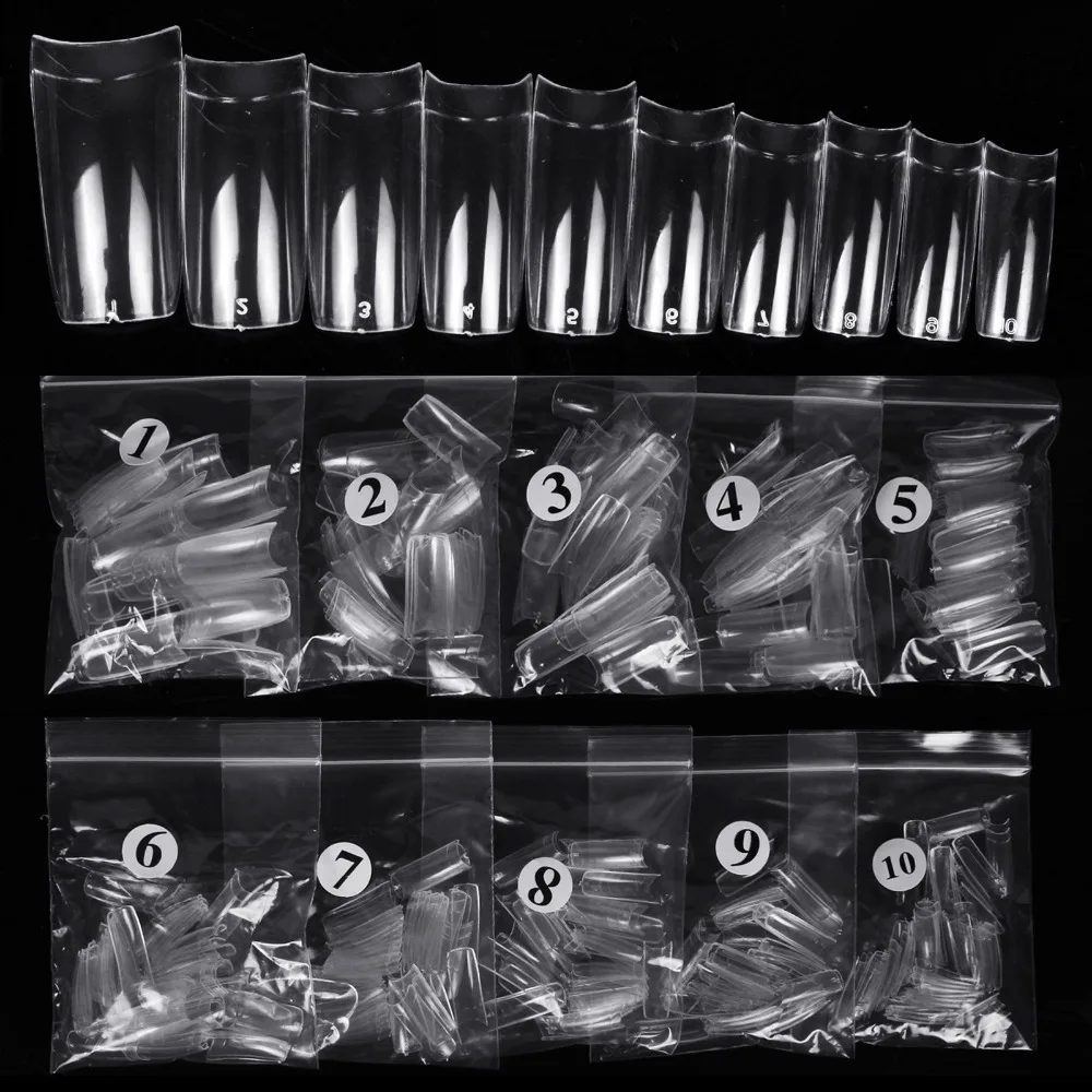 

2017 New 500 Pieces French Artificial False Nail Tips Natural Nails Tips Half Tranparent Nail Finger Tools