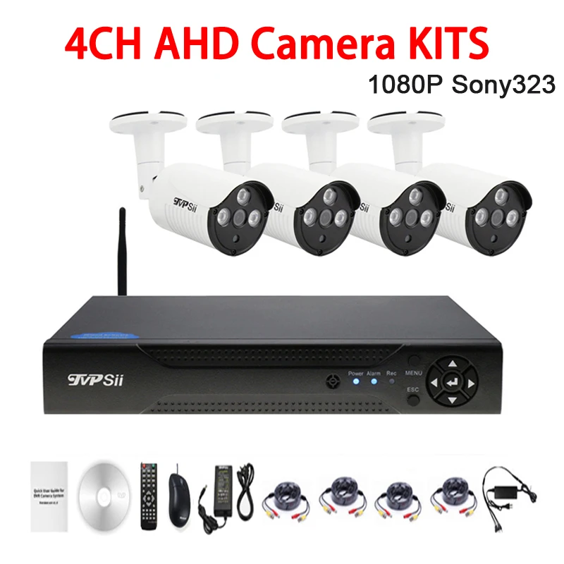 

Three Array infrared Led 2mp Sony323 Waterproof 4CH 4 Channel WIFI AHD CCTV Surveillance Camera DVR Kits FreeShipping
