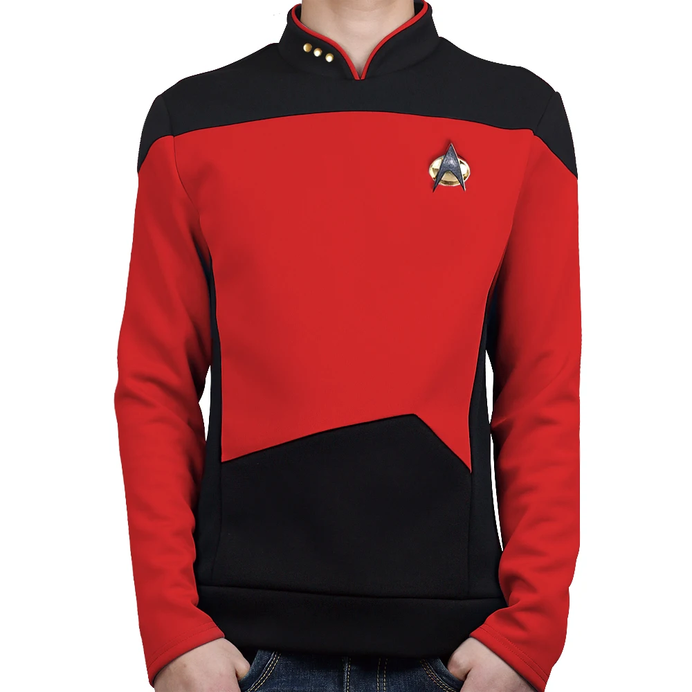 

Star TNG The Next Generation Trek Red Shirt Uniform Cosplay Costume For Men Coat Halloween Party Prop