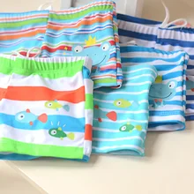 В розницу высокого качества Новое поступление мультфильм купальник в полоску для маленьких мальчиков Плавание ванный комплект брюки Дети Плавание одежда Мужские Шорты для купания