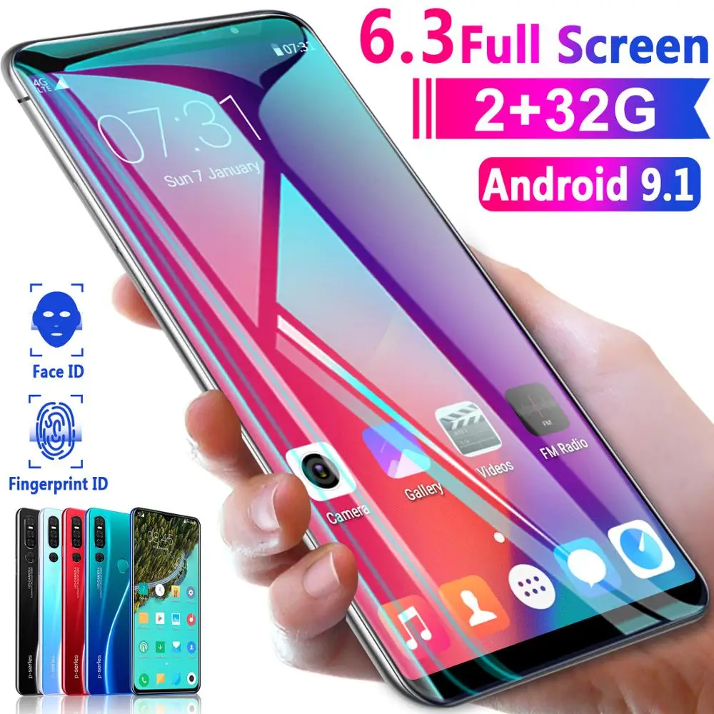 6 3 дюймов Большой экран 3800 мАч P30 pro 2 Гб RAM 32 ГБ ROM отпечаток пальца Лицо id 3G смартфон