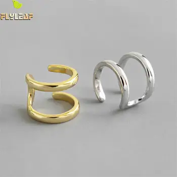 

Flyleaf Simple Gold Double Layer Real 925 Sterling Silver Clip On Earrings For Women Earings Fashion Jewelry Fine Earless Hole