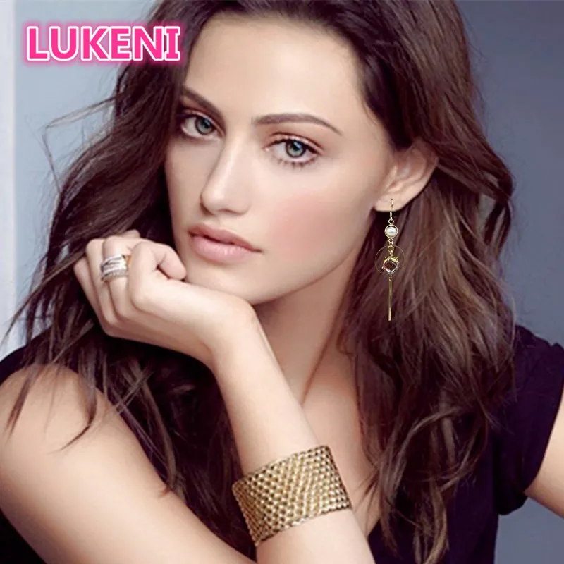 

2018 new fashion Korean gold earrings long earrings pearl tassel earrings jewelry earrings For women Free shipping