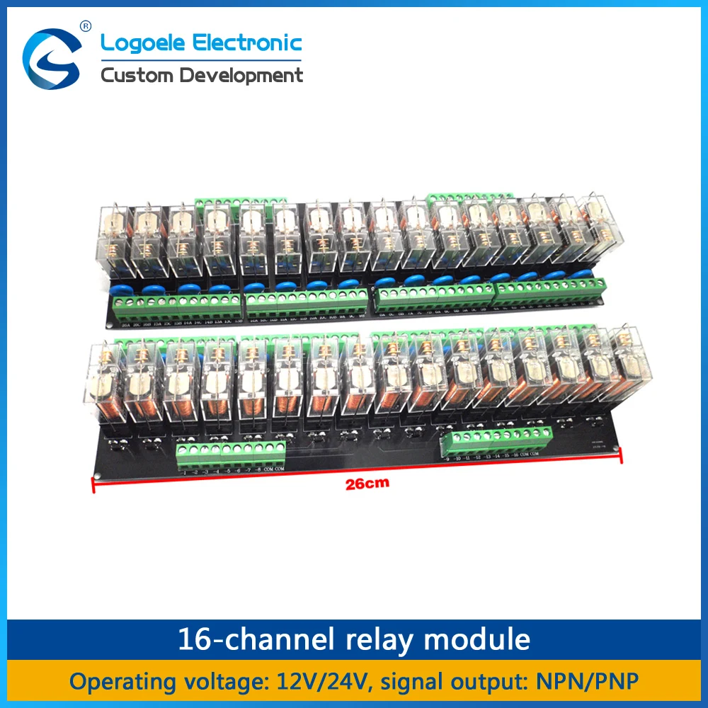 16 релейный модуль, шестая уличная панель, модуль платы драйвера DC 12 V/24 V входной сигнал NPN/PNP