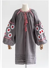 2016 Bohemian feminino vestido loose cotton embroidered Vintage Mexican Hoho dress shirt linen dress Lantern Sleeve
