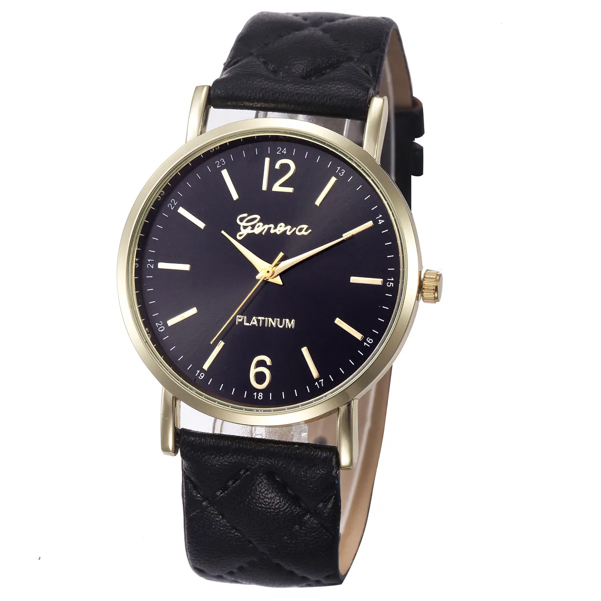 Fashion Women Geneva Roman Watch Lady Leather Band Analog Quartz Wrist