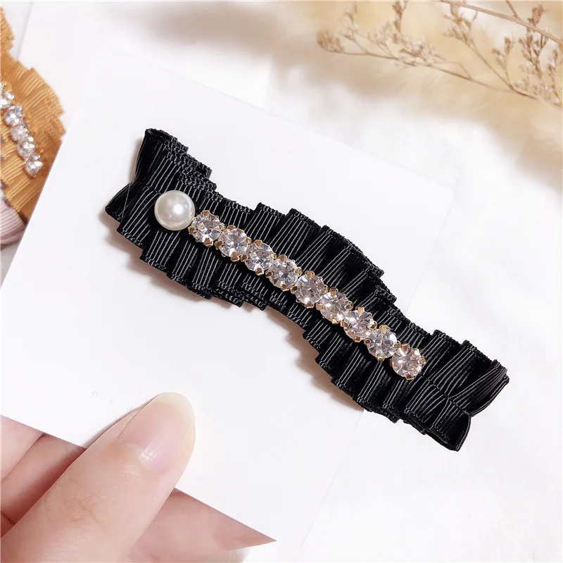 

Korea Fashion Wrinkle lace Hair Clip Barrettes for Women Girls Rhinestone Flowers Hair clips Hairpins Hair Accessories