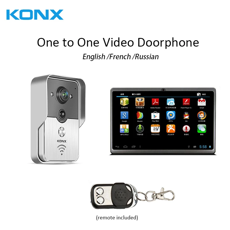 

WiFi Wireless one to one Video DoorPhone intercom Doorbell IR Night Vision 7Inch indoor video doorphone Monitor touch screen