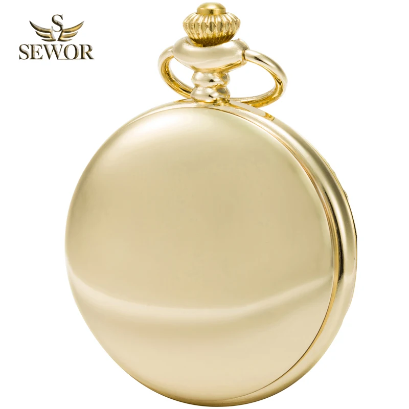

2017 SEWOR Top Brand New Fashion Gold Roman Numbers Mens Pocket Watch C193
