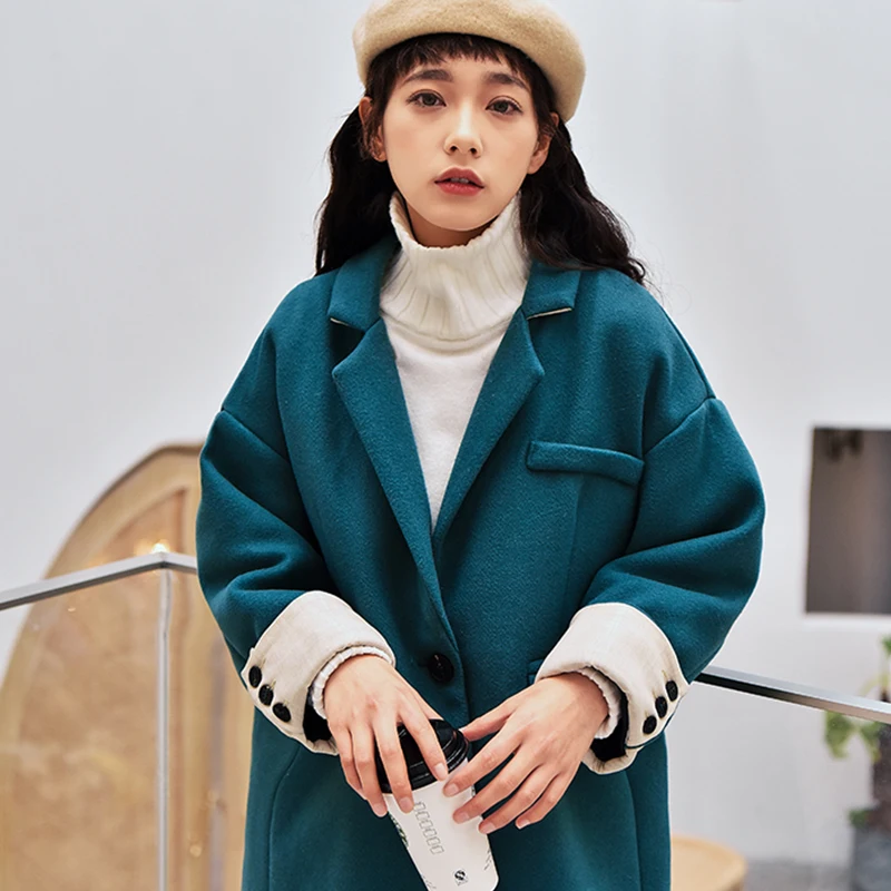 

Ailegogo Winter Women Long Cotton Coat Loose Fit Casual Single Breaster Jacket Outwear Black Blue Cloting Female