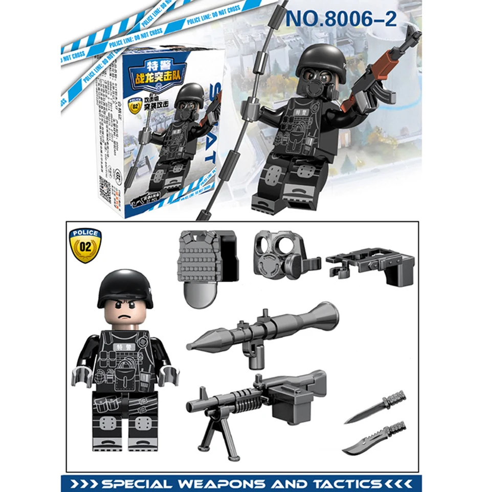 New LegoINGlys Military SWAT City Police Minifigure Modern Commando Special Forces Weapons Building Blocks Mini Figures Toys3