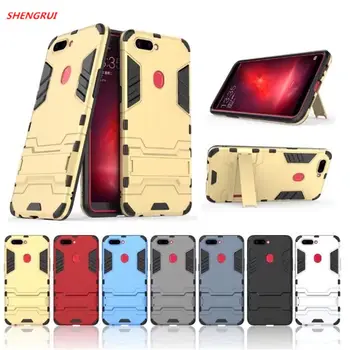 

50pcs/lot New Arrival Hybrid 2 in 1 Hard PC +TPU Back Cover Case For OPPO R11S With Stand Flexible Armor