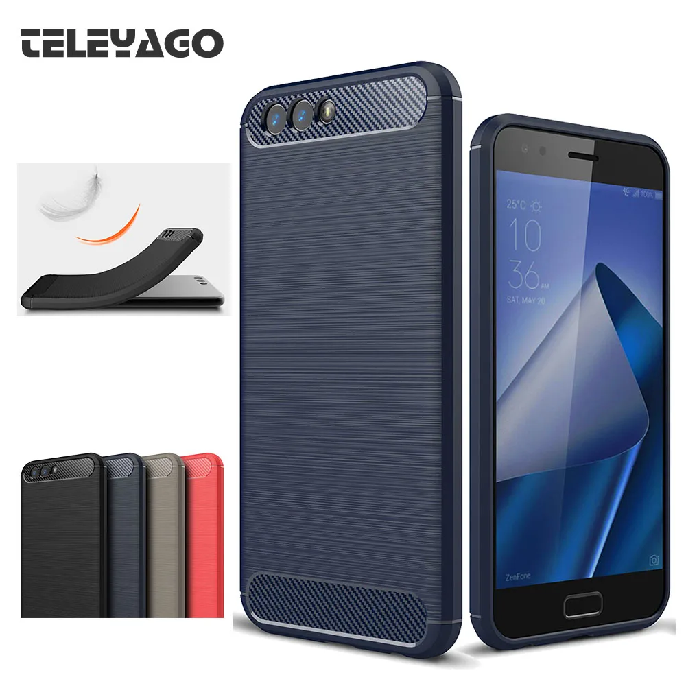 for Asus Zenfone 4 ZE554KL Case Slim Soft Silicon Luxury Brushed Back Cover Carbon Fiber TPU Shell 5.5 inch Protection Bag |