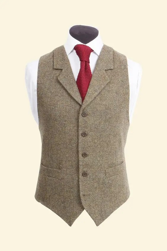 Farm Wedding Vintage Tweed vests custom made Groom vest mens slim fit