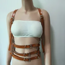Для женщин сексуальные серьги-гвоздики в стиле панк упряжь гот бюстгальтер ручной работы пуш-ап ремень тело бондаж коричневый пояс с нагрудным датчиком 3-мя рядами красивых Пояс металлический крючок